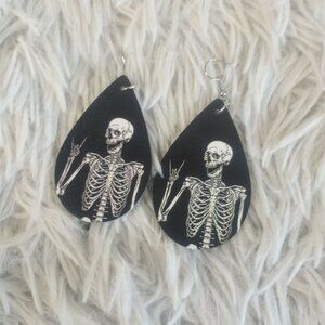 Leather Skeleton Earrings Drop Style Halloween